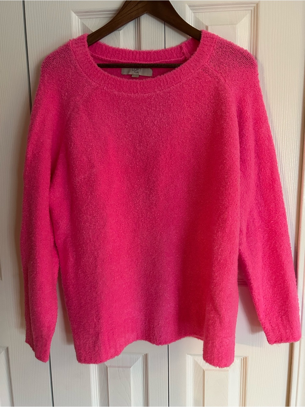 LOFT Bright Hot Pink Crewneck Sweater